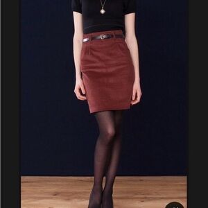 Slim Corduroy Pencil Skirt in Rust